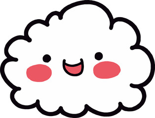 Kawaii Smiling Cloud with Blushing Cheeks in Cute Cartoon Style Animation