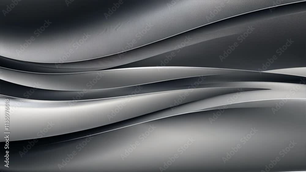 Poster elegant silver waves modern abstract design with smooth curves and gradient patterns for sophisticat