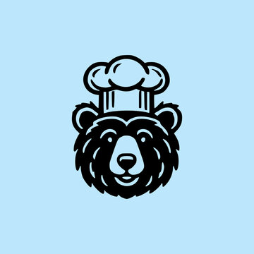bear chef food restaurant logo vector illustration template design