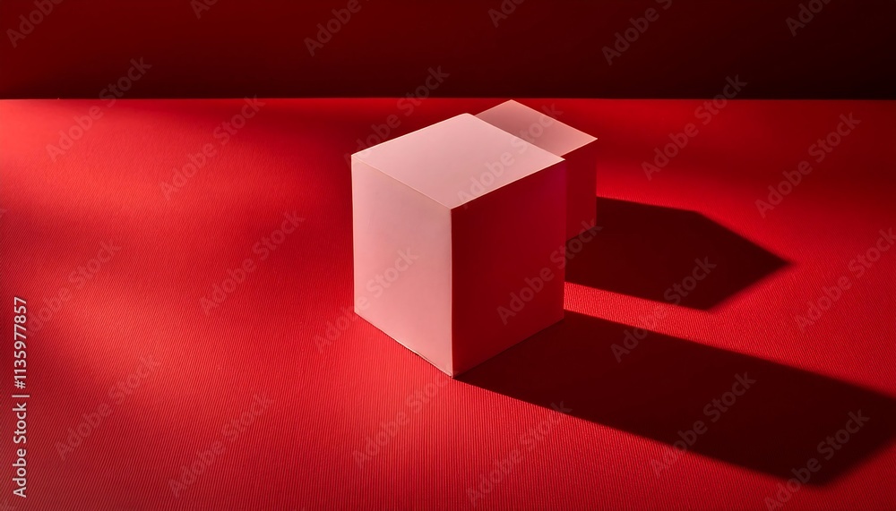 Aufkleber minimalist composition with strong shadows and geometric light on a red surface.