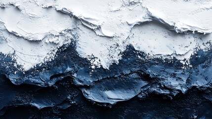 Fototapeta premium Abstract impasto painting, white and dark blue texture.