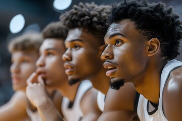 Obraz premium Basketball team strategizing during timeout