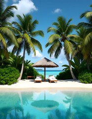 Fototapeta premium beach resort with palm trees
