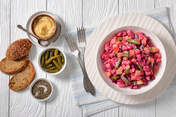 Rosolli, Finnish Christmas festive salad in a bowl
