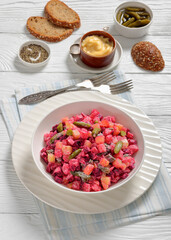 Rosolli, Finnish Christmas festive salad in a bowl
