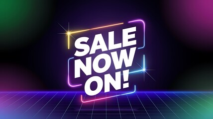 Neon Sale Announcement Now On Retro Style Design
