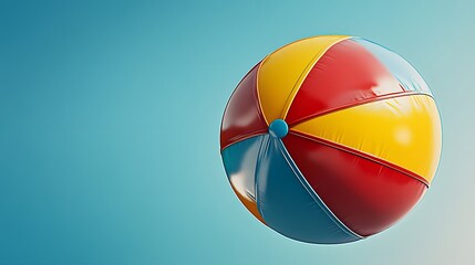 Fototapeta premium Colorful beach ball against a blue sky.