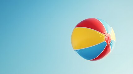 Fototapeta premium Colorful beach ball against a clear blue sky.