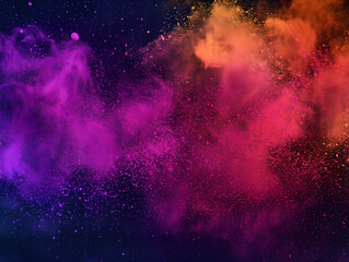 Obraz premium Happy holi festival decoration.Top view of colorful holi powder on dark background with copy space for text. Hindu festival of colors.