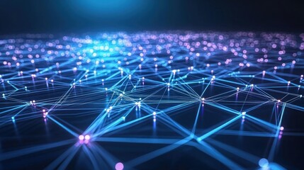 A futuristic image of interconnected data nodes, representing digital technology and communication