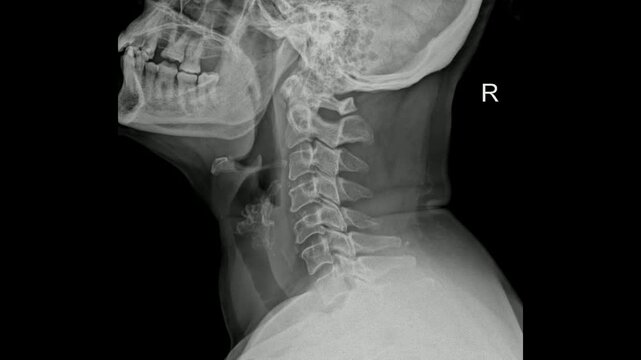 Cervical Spine X-Ray Highlighting Vertebrae C1 to C7