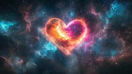 Cosmic heart formation space digital art universe aesthetic