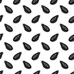 Papaya simple seamless pattern on white background. Wrapping paper, gift card, poster, banner design. Home decor, modern textile print. Summer bright geometric fruits patterned.
