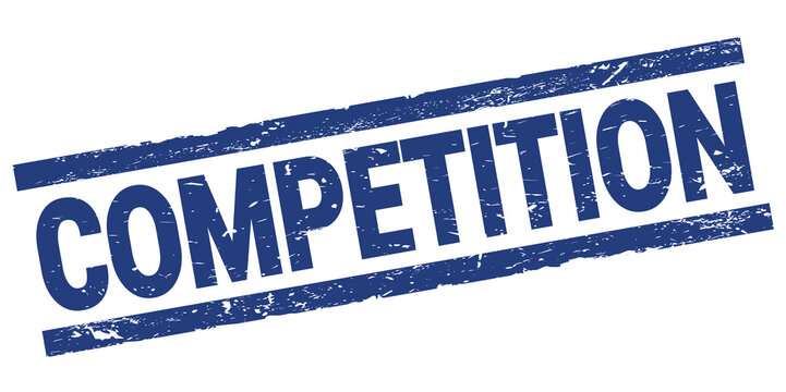COMPETITION text on blue rectangle stamp sign.