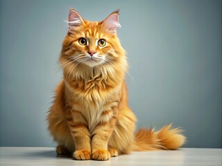 Obraz premium Fluffy orange cat: chubby, cute, and undeniably adorable. See the funny pictures!