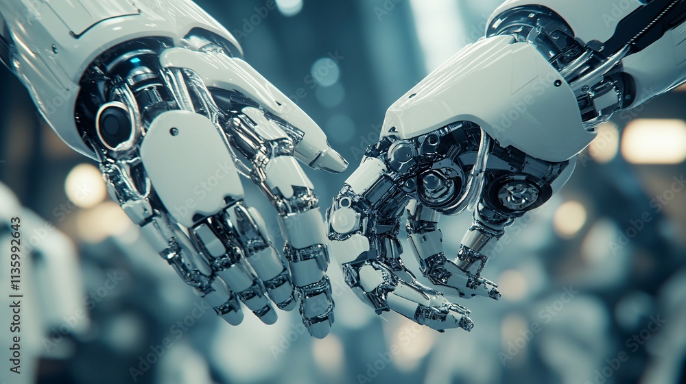 Poster 3d robotic arms in action with precision industrial automation task