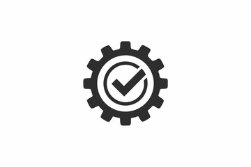 creative gear with check mark icon  and logo vector illustration
