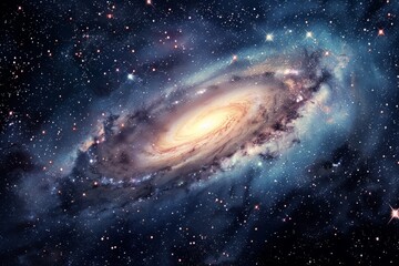 A night sky filled with countless twinkling stars and a majestic spiral galaxy, A dramatic night sky filled with twinkling stars and swirling galaxies