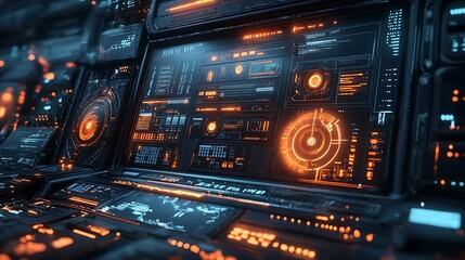 Obraz premium Virtual space control panel futuristic digital interface tech