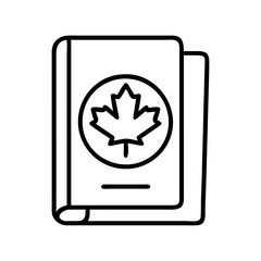 canadian passport icon, canada day line art, canada icon - simple black line art icon of canadian passport, symbolizing canada day celebrations. canadian vector art.