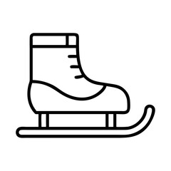 ice skates icon, canada day line art, canada icon - simple black line art icon of ice skates, symbolizing canada day celebrations. canadian vector art.