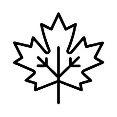 maple leaf icon, canada day line art, canada icon - simple black line art icon of maple leaf, symbolizing canada day celebrations. canadian vector art.