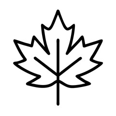 maple leaf icon, canada day line art, canada icon - simple black line art icon of maple leaf, symbolizing canada day celebrations. canadian vector art.