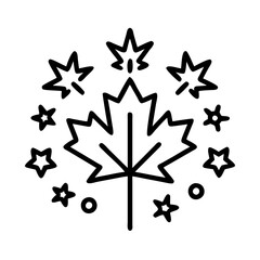Obraz premium maple leaf fireworks icon, canada day line art, canada icon - simple black line art icon of maple leaf fireworks, symbolizing canada day celebrations. canadian vector art.