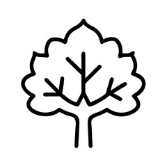 maple tree icon, canada day line art, canada icon - simple black line art icon of maple tree, symbolizing canada day celebrations. canadian vector art.