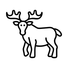 moose icon, canada day line art, canada icon - simple black line art icon of moose, symbolizing canada day celebrations. canadian vector art.
