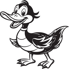 Obraz premium vibrant vector illustration of a lively cartoon duck, standing on one leg with an animated expression 