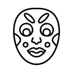 red and white face paint icon, canada day line art, canada icon - simple black line art icon of red and white face paint, symbolizing canada day celebrations. canadian vector art.