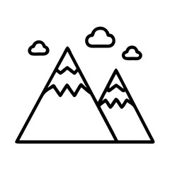 snow capped mountains icon, canada day line art, canada icon - simple black line art icon of snow capped mountains, symbolizing canada day celebrations. canadian vector art.
