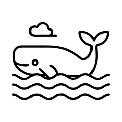whale for coastal regions icon, canada day line art, canada icon - simple black line art icon of whale for coastal regions, symbolizing canada day celebrations. canadian vector art.