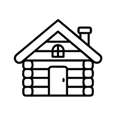 wood log cabin icon, canada day line art, canada icon - simple black line art icon of wood log cabin, symbolizing canada day celebrations. canadian vector art.