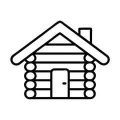 wood log cabin icon, canada day line art, canada icon - simple black line art icon of wood log cabin, symbolizing canada day celebrations. canadian vector art.