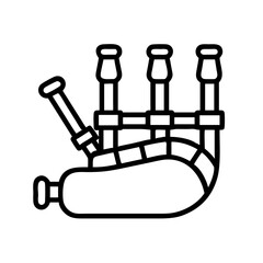 bagpipes icon, canada day line art, canada icon - simple black line art icon of bagpipes, symbolizing canada day celebrations. canadian vector art.