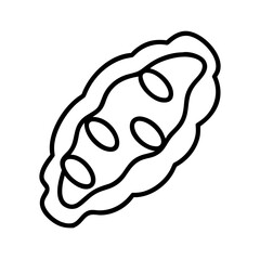 beaver tail pastry icon, canada day line art, canada icon - simple black line art icon of beaver tail pastry, symbolizing canada day celebrations. canadian vector art.
