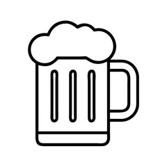 beer mug icon, canada day line art, canada icon - simple black line art icon of beer mug, symbolizing canada day celebrations. canadian vector art.