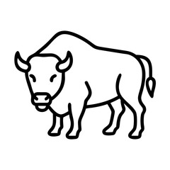 bison icon, canada day line art, canada icon - simple black line art icon of bison, symbolizing canada day celebrations. canadian vector art.