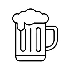 beer mug icon, canada day line art, canada icon - simple black line art icon of beer mug, symbolizing canada day celebrations. canadian vector art.