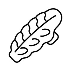 beaver tail pastry icon, canada day line art, canada icon - simple black line art icon of beaver tail pastry, symbolizing canada day celebrations. canadian vector art.