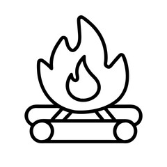 bonfire icon, canada day line art, canada icon - simple black line art icon of bonfire, symbolizing canada day celebrations. canadian vector art.