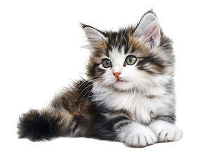 Playful kitten posing studio setting pet photography white background cute concept