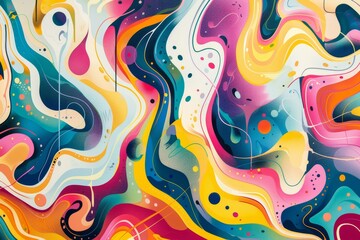 A digital artwork featuring abstract, colorful shapes, swirls, and lines, Abstract interpretation of the concept of lifelong learning