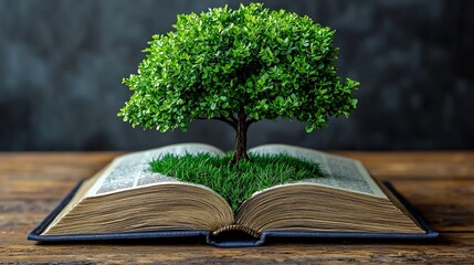 Tree Sprouting from an Open Book Symbolizing Education s Power to Nurture Success and Personal Growth