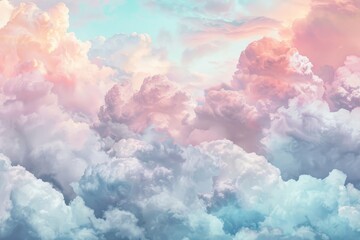 A dreamy cloudscape with pastel pink and blue colors, capturing the beauty of a sunset sky, A dreamy cloudscape with pastel colors and fluffy clouds
