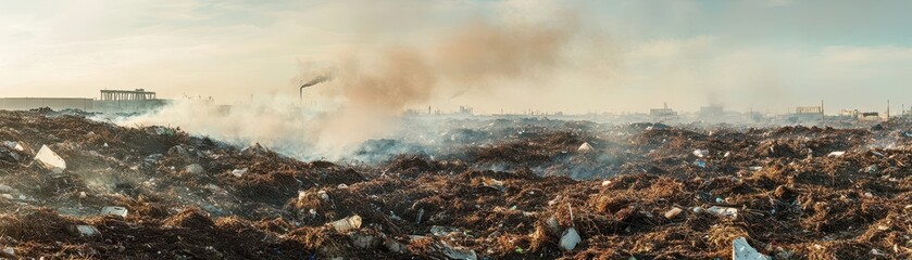 Fototapeta premium Methane Emissions from Decomposing Organic Waste in Abandoned Field