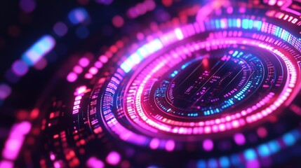 Futuristic Digital Abstract Background with Circles and Blue Energy Patterns