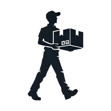 recommend clip art: Delivery man  silhouette vector with white background